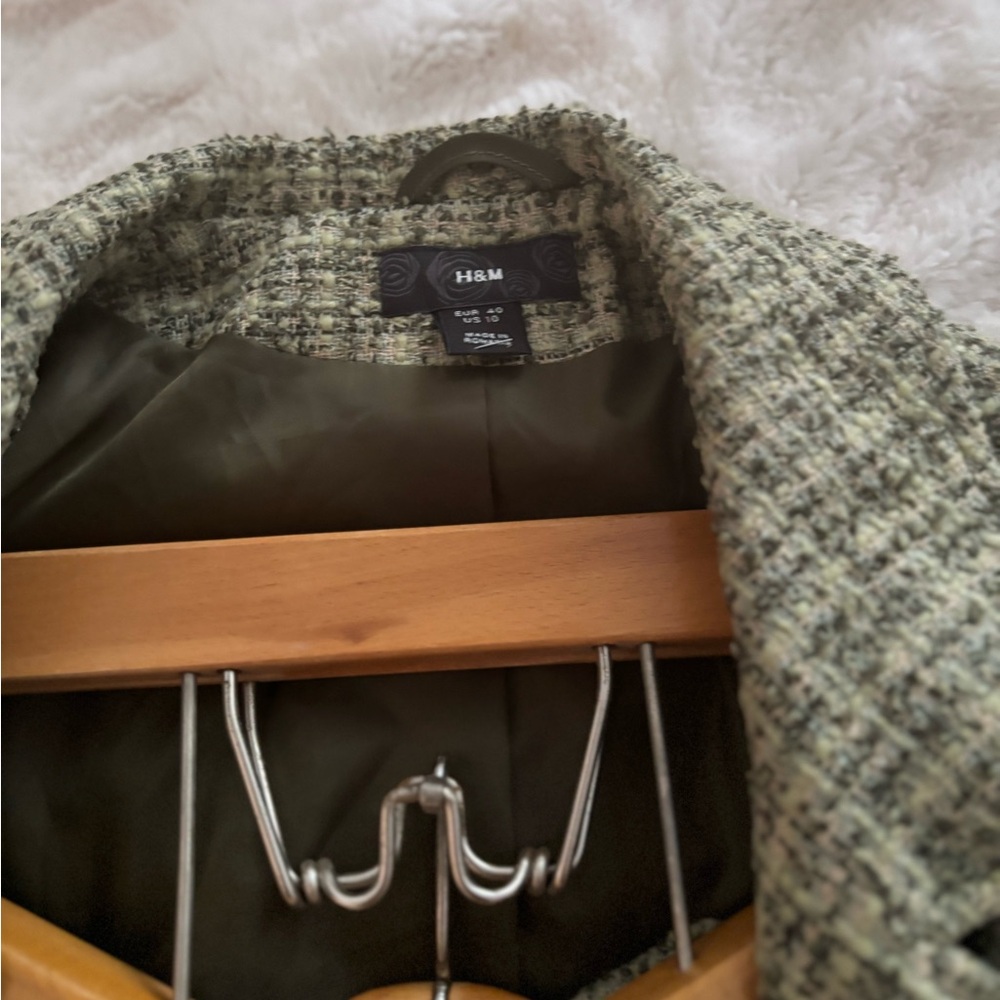 H&M Green and Black Tweed Blazer